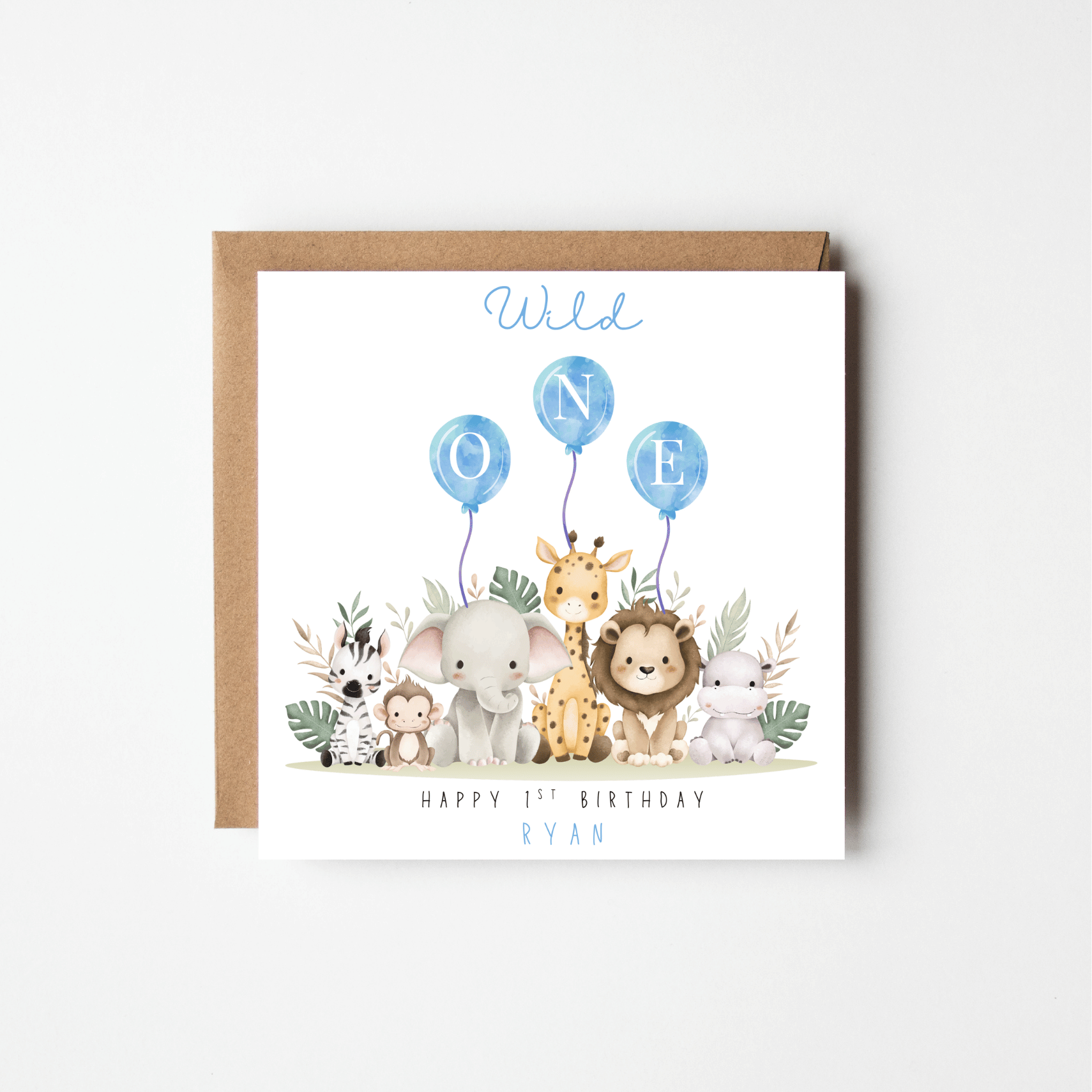 Wild One 1st Birthday Card – Personalised | Pink or Blue