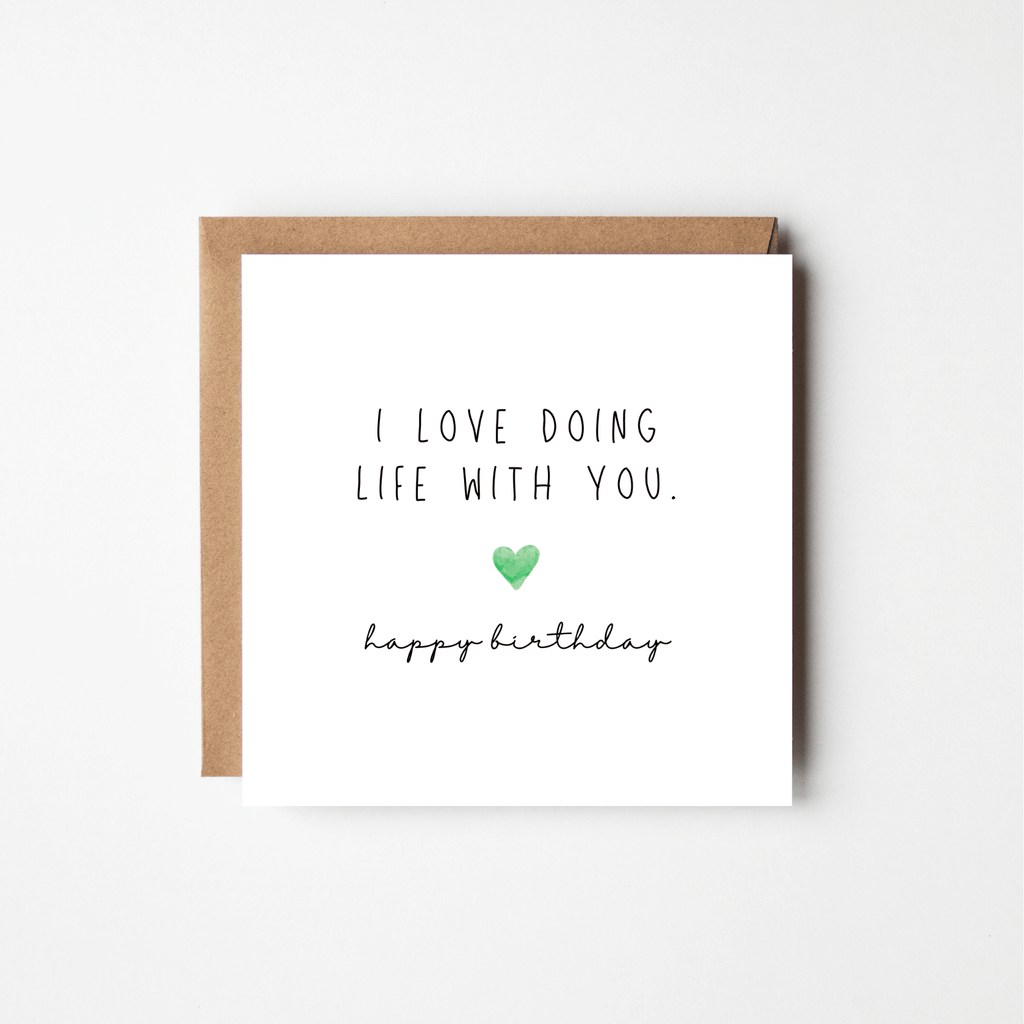 'I Love Doing Life With You' Birthday Card – Personalised Watercolour Heart