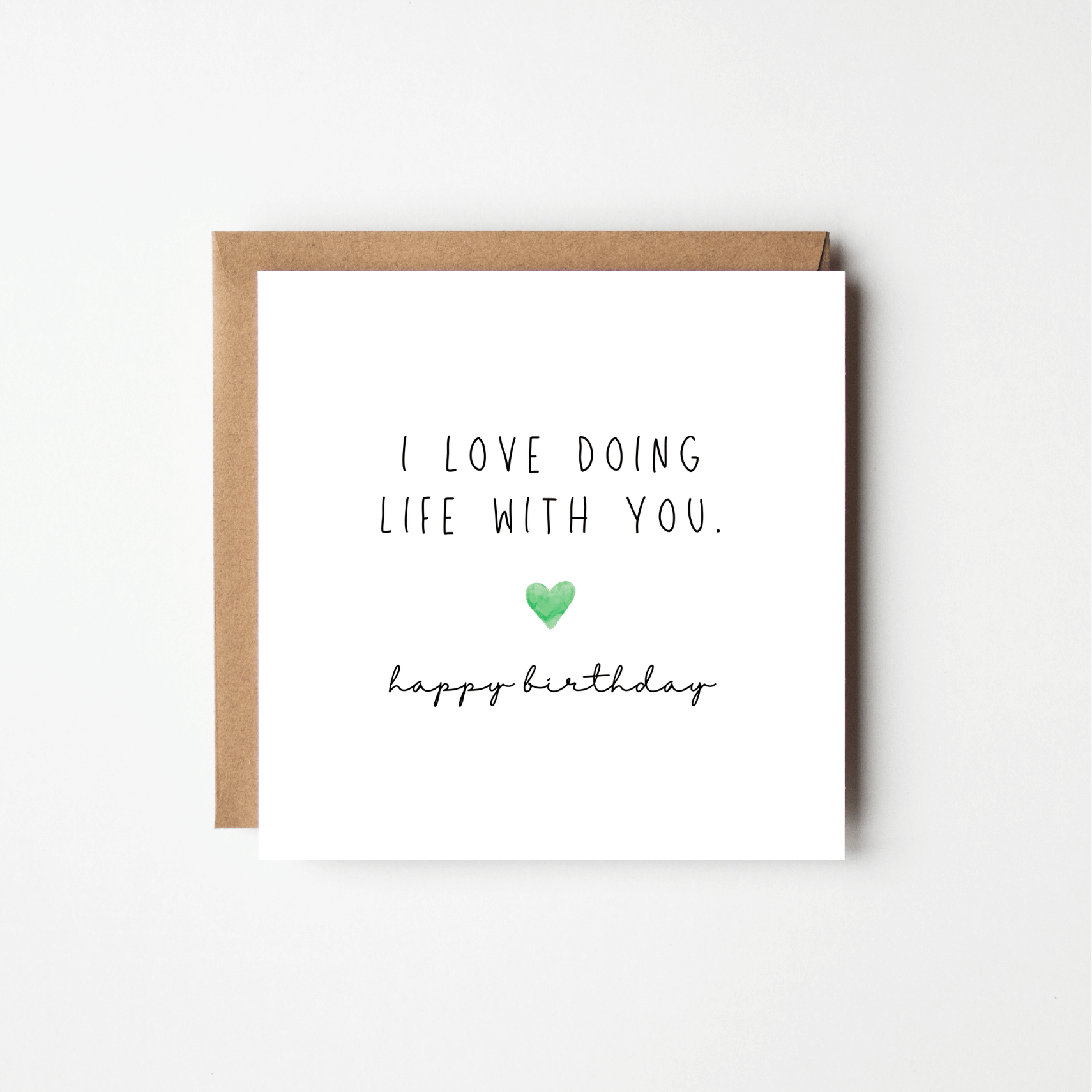 'I Love Doing Life With You' Birthday Card – Personalised Watercolour Heart