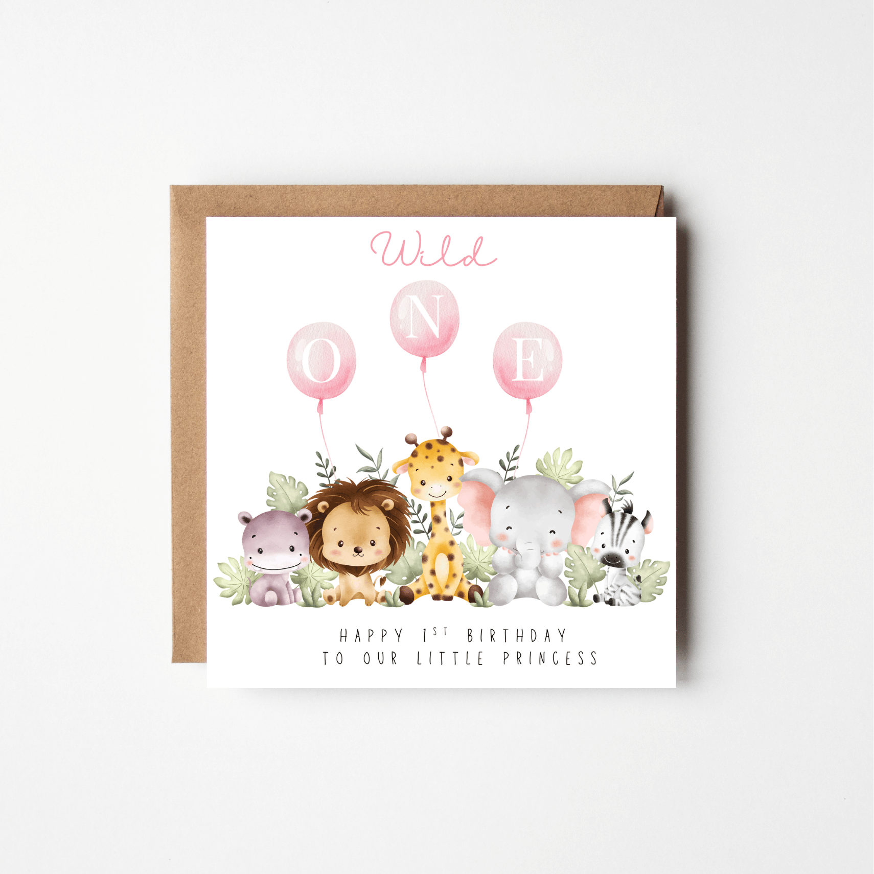 Wild One 1st Birthday Card – Personalised | Pink or Blue