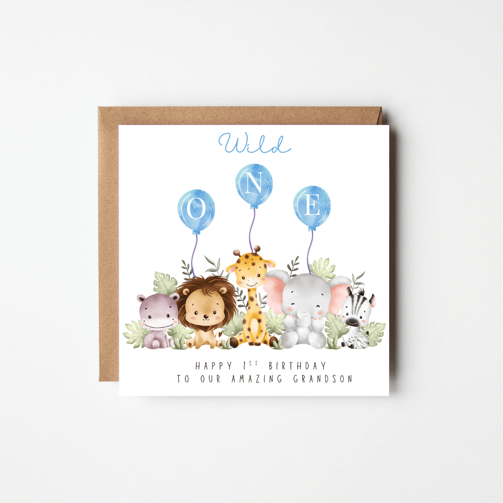 Wild One 1st Birthday Card – Personalised | Pink or Blue
