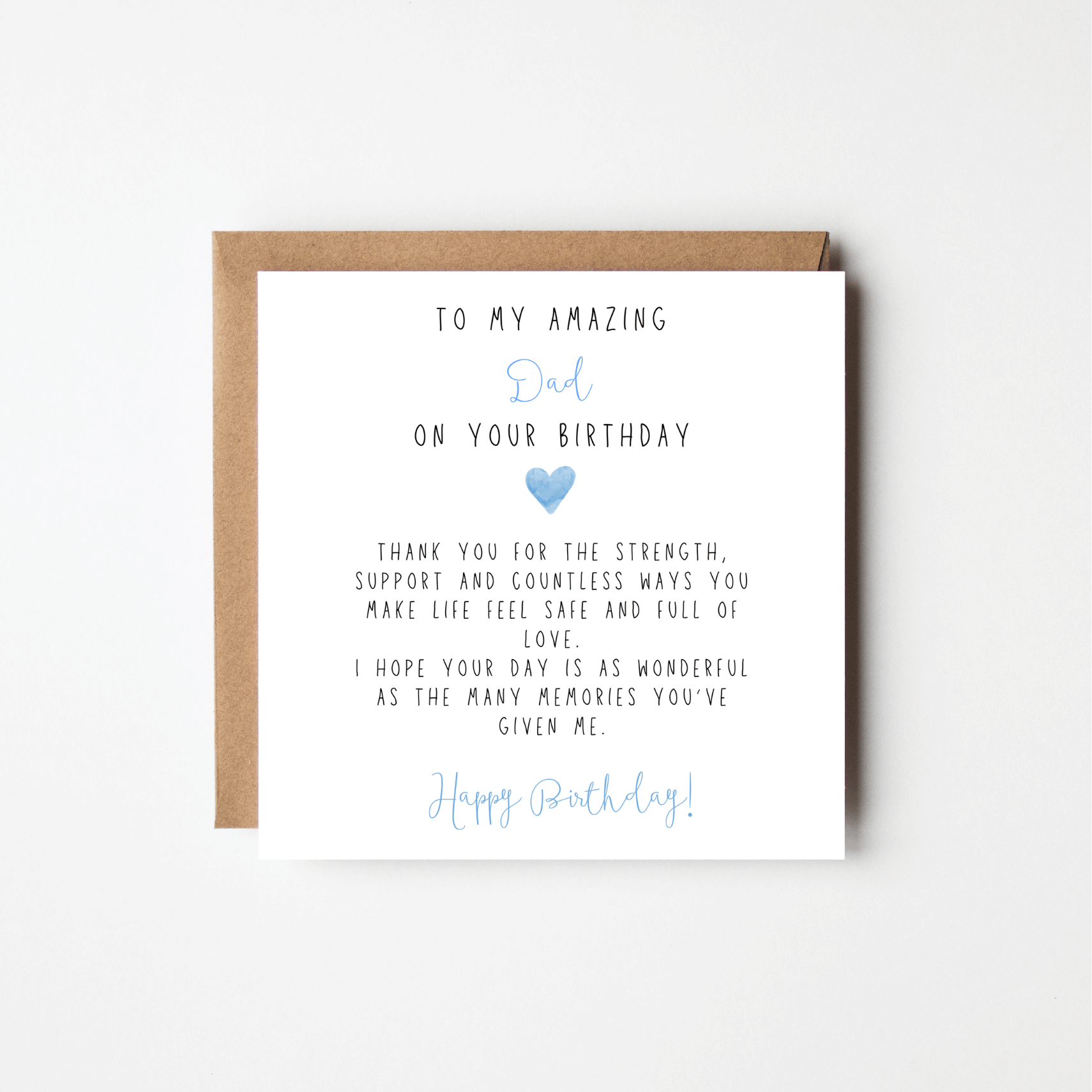 Personalised Birthday Card for Dad – Sentimental Watercolour Heart