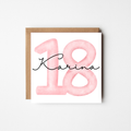 Personalised 18th Birthday Card | Watercolour Numbers & Script Name