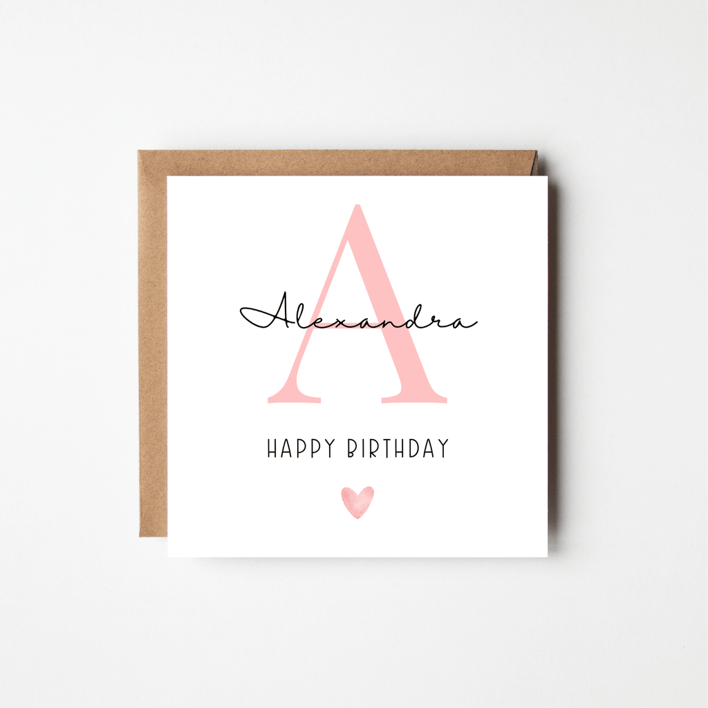 Personalised Initial Birthday Card with Heart