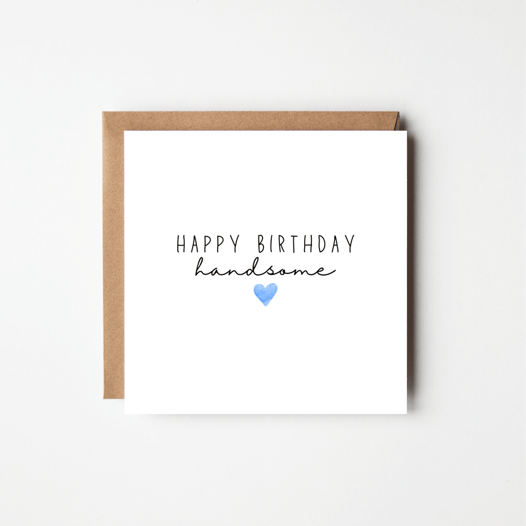 Happy Birthday Handsome Card – Personalised Watercolour Heart
