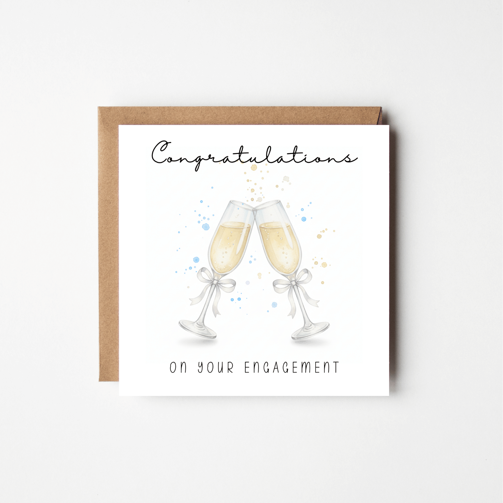 Congratulations on Your Engagement Card – Watercolour Champagne Glasses