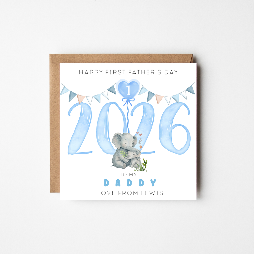 First Father's Day Card 2026 | Personalised Animal Watercolour | New Dad