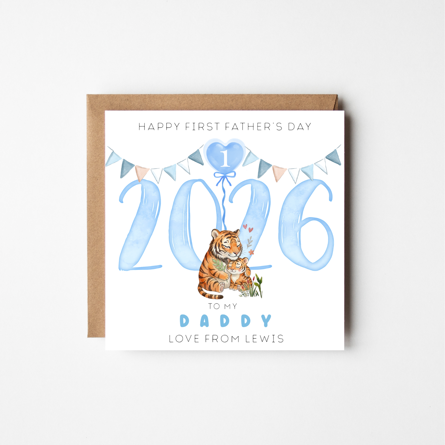 First Father's Day Card 2026 | Personalised Animal Watercolour | New Dad