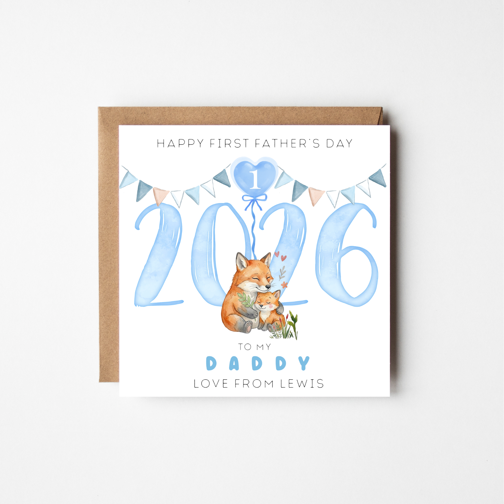 First Father's Day Card 2026 | Personalised Animal Watercolour | New Dad