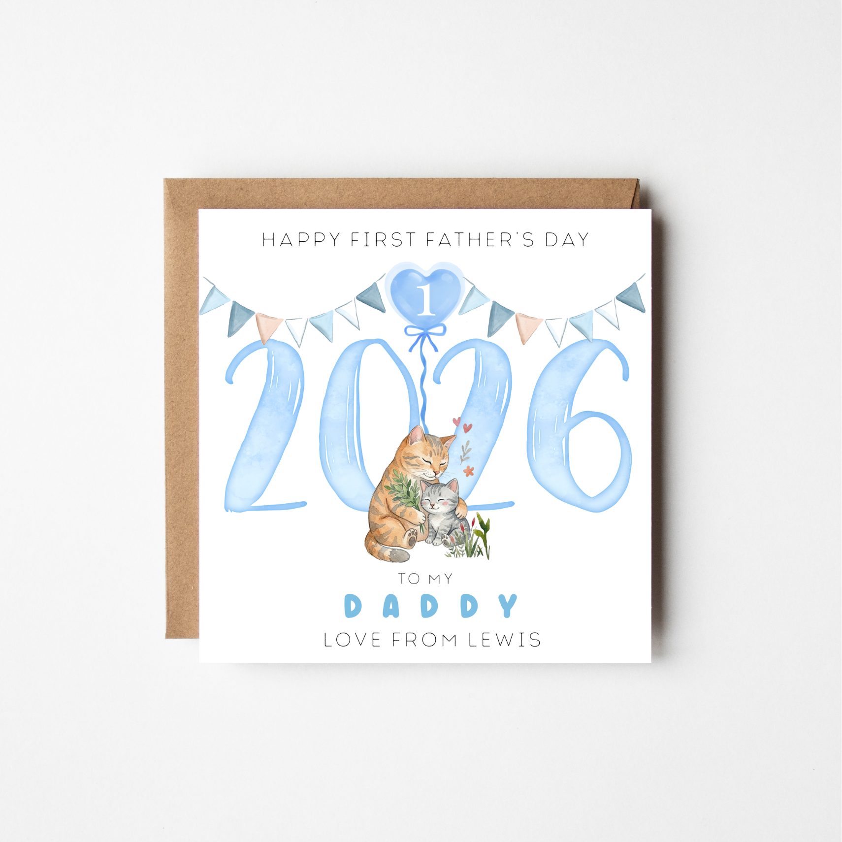 First Father's Day Card 2026 | Personalised Animal Watercolour | New Dad