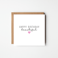 'Happy Birthday Beautiful' Card for Her – Personalised Watercolour Heart