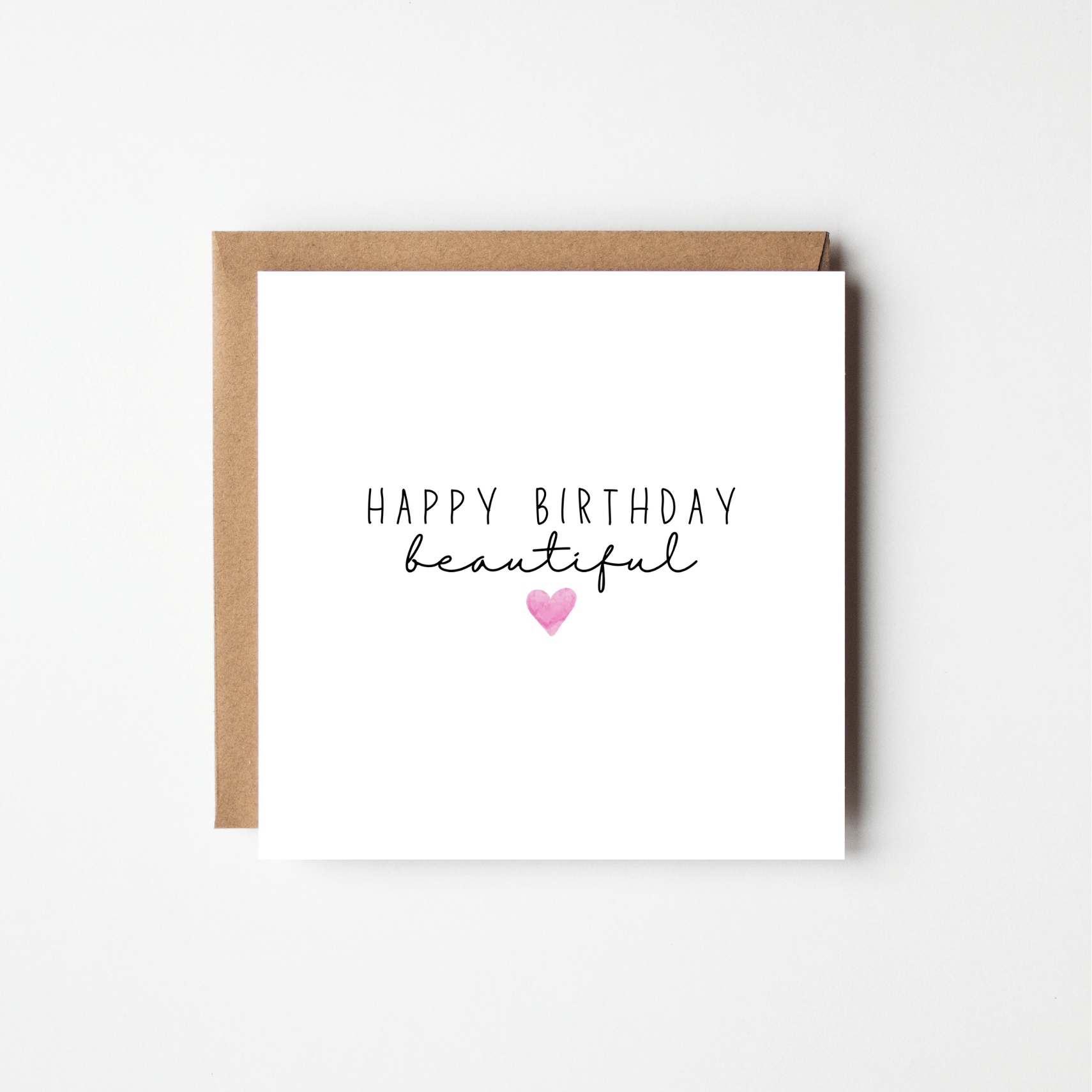 'Happy Birthday Beautiful' Card for Her – Personalised Watercolour Heart
