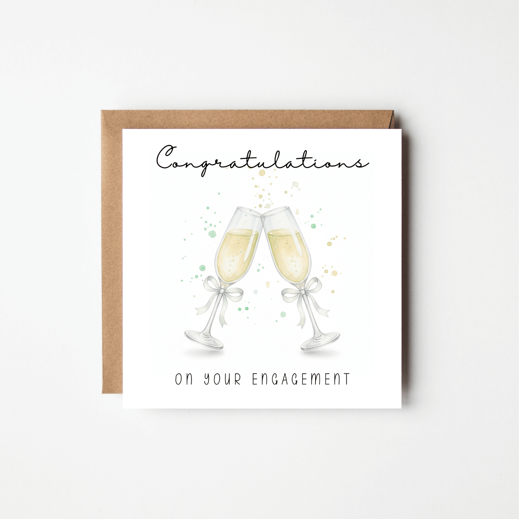 Congratulations on Your Engagement Card – Watercolour Champagne Glasses