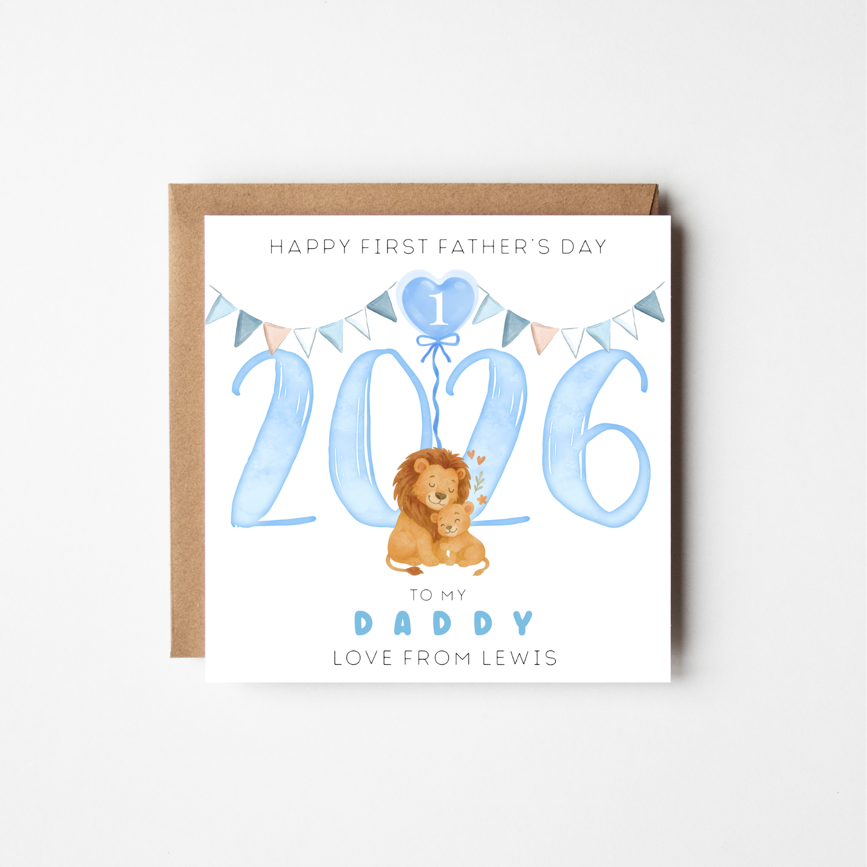 First Father's Day Card 2026 | Personalised Animal Watercolour | New Dad