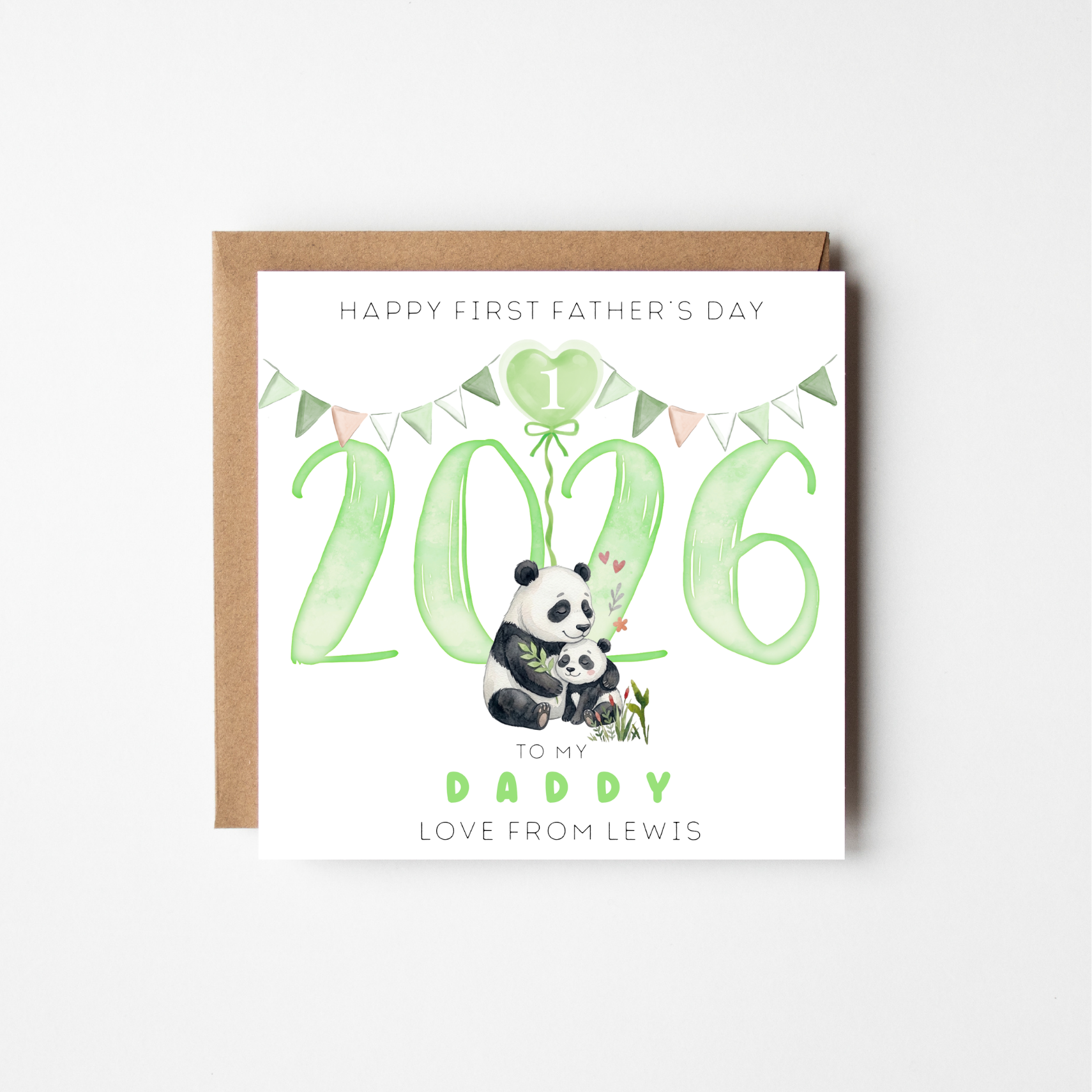 First Father's Day Card 2026 | Personalised Animal Watercolour | New Dad