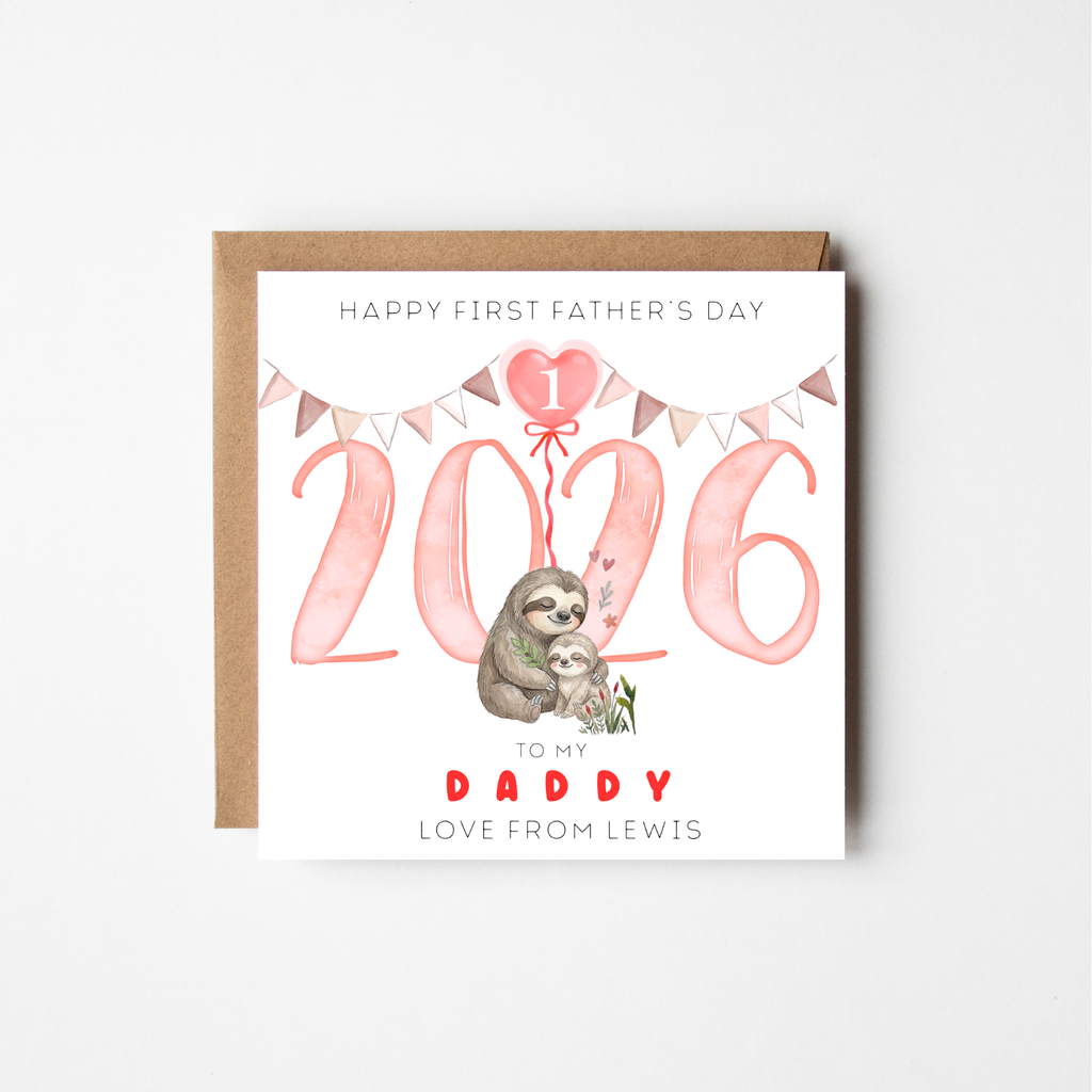 First Father's Day Card 2026 | Personalised Animal Watercolour | New Dad