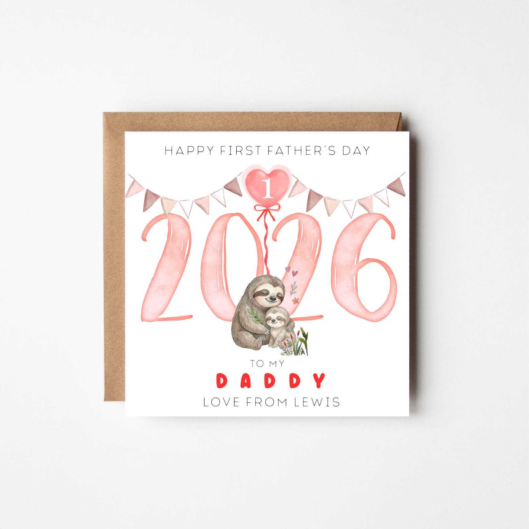 First Father's Day Card 2026 | Personalised Animal Watercolour | New Dad