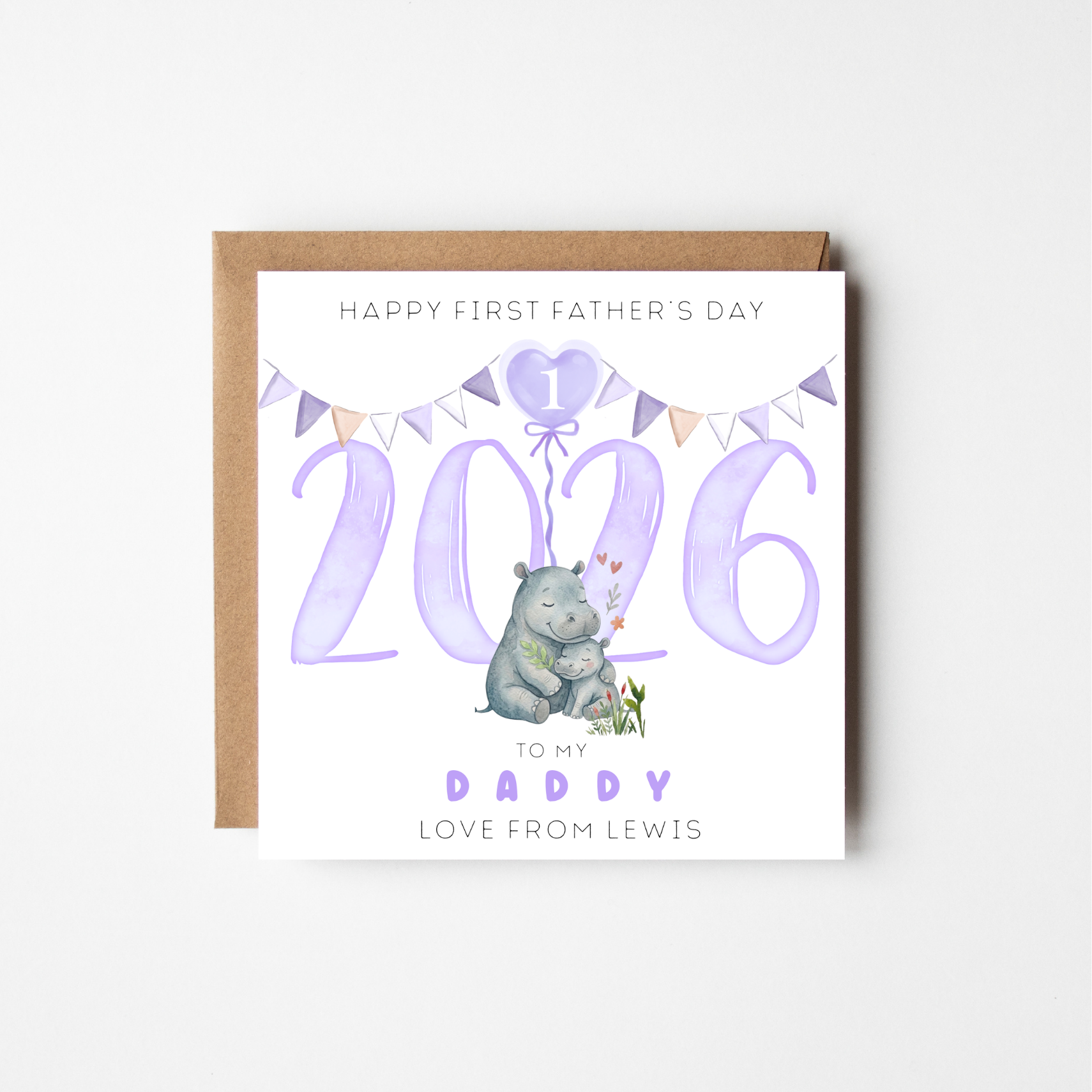 First Father's Day Card 2026 | Personalised Animal Watercolour | New Dad