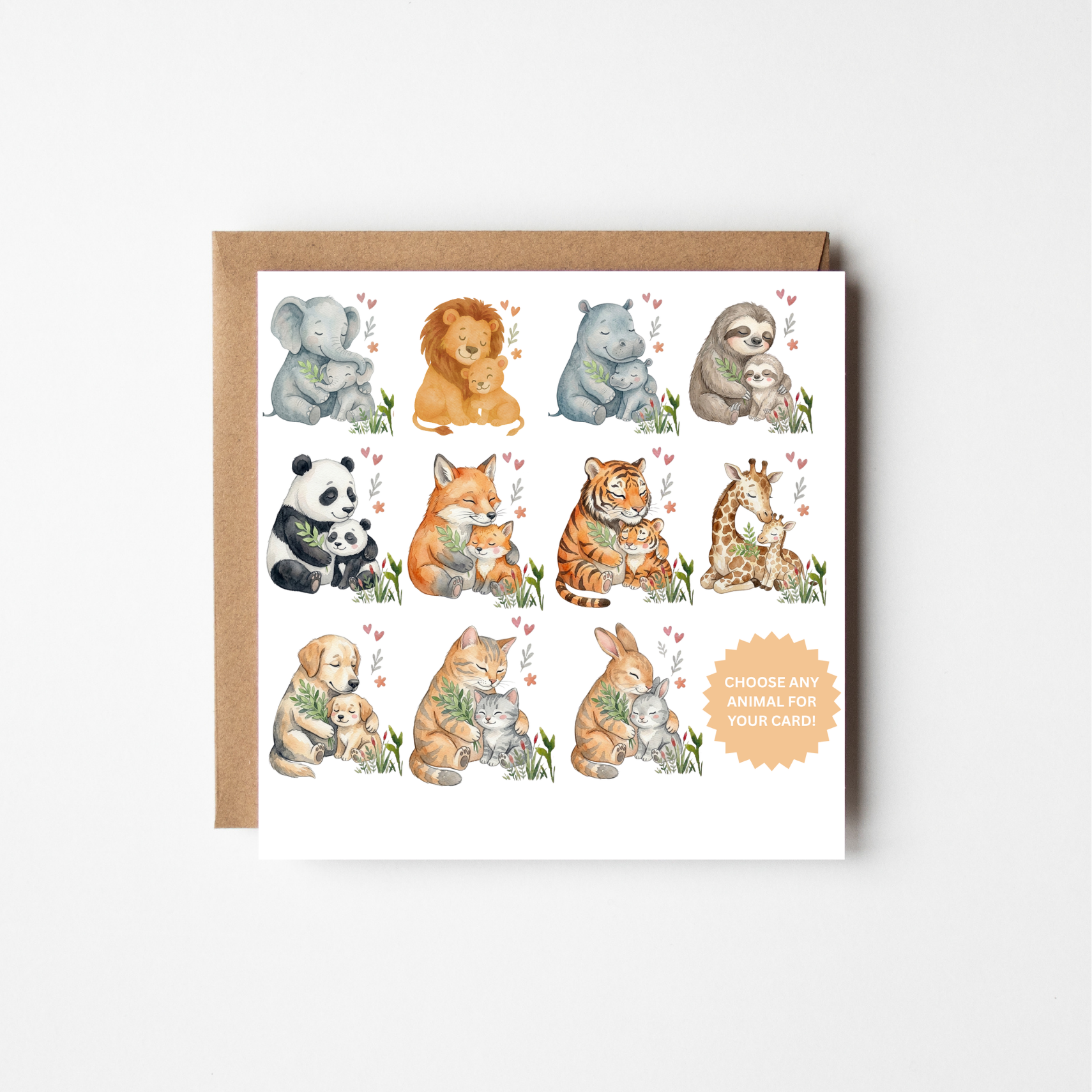 First Father's Day Card 2026 | Personalised Animal Watercolour | New Dad