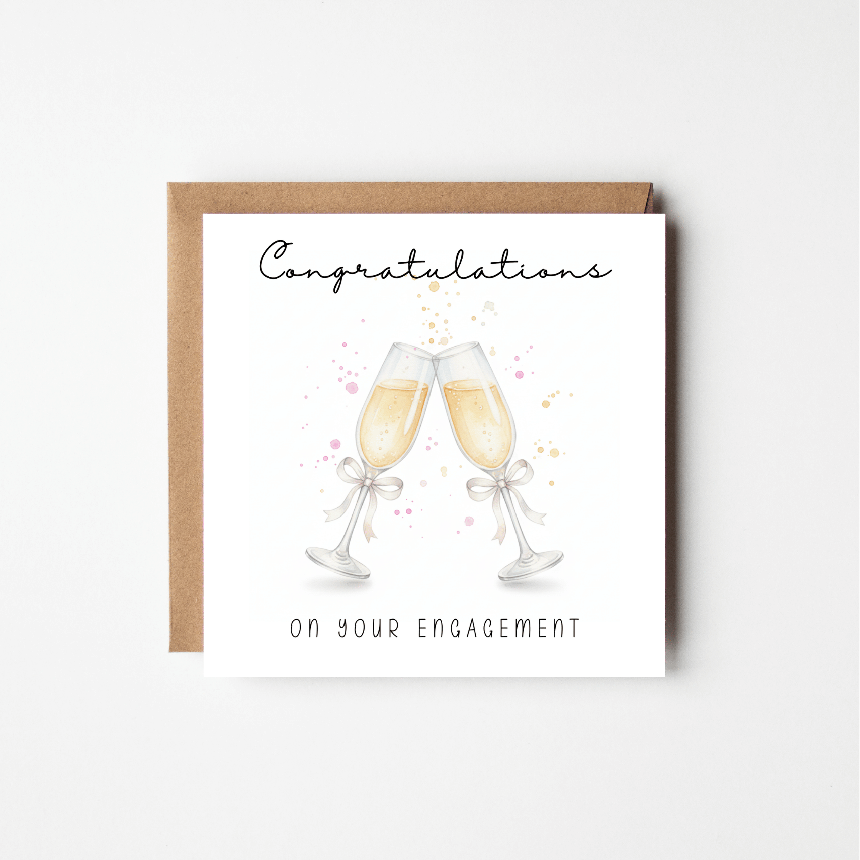 Congratulations on Your Engagement Card – Watercolour Champagne Glasses