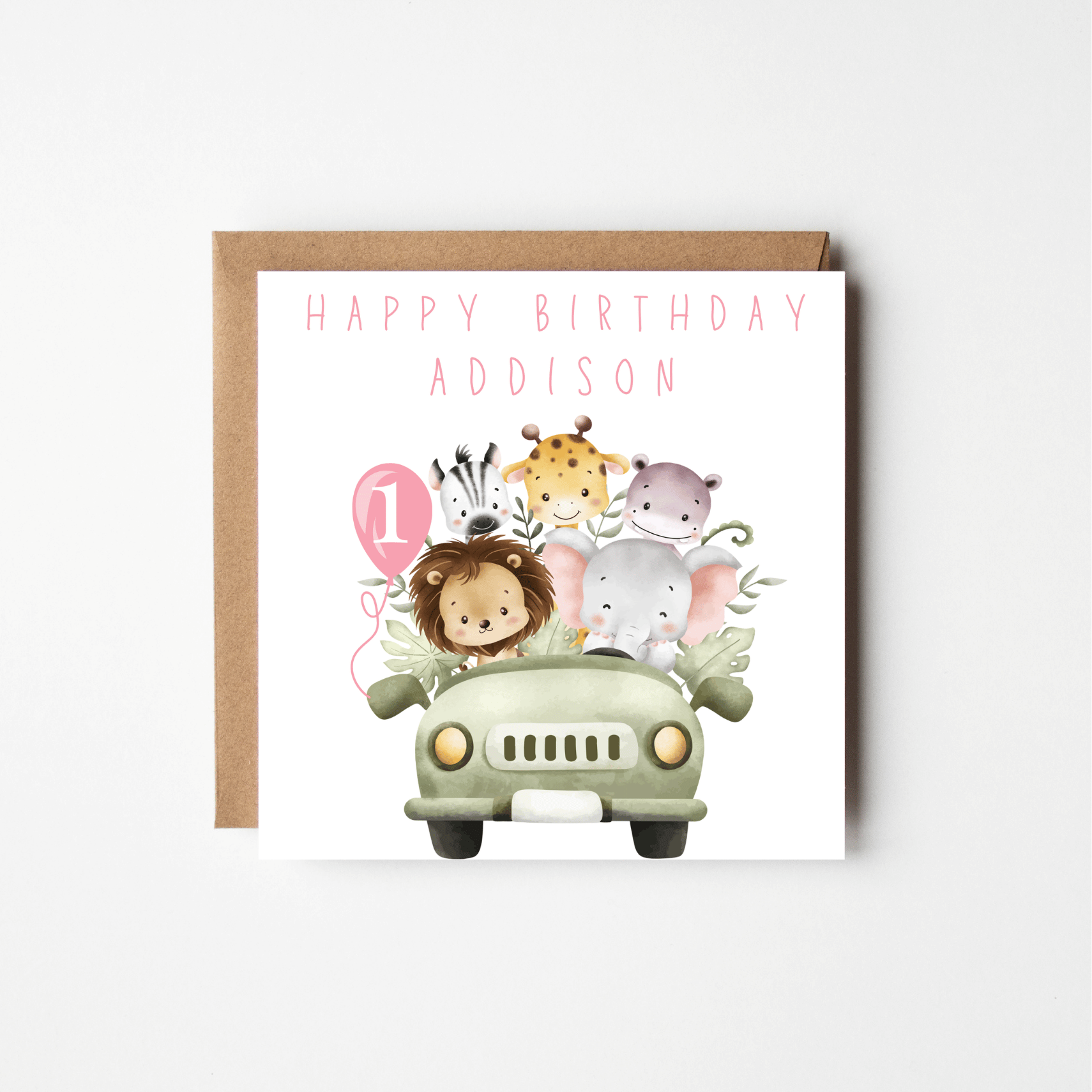 Safari Adventure 1st Birthday Card – Personalised