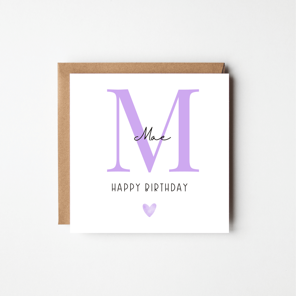 Personalised Initial Birthday Card with Heart
