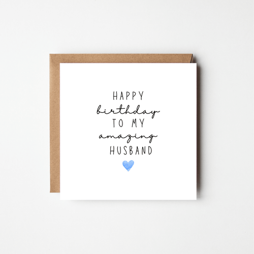 'Happy Birthday to My...' Personalised Card for Him – Watercolour Heart