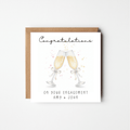 Personalised Engagement Card with Couple's Names – Watercolour Champagne Glasses
