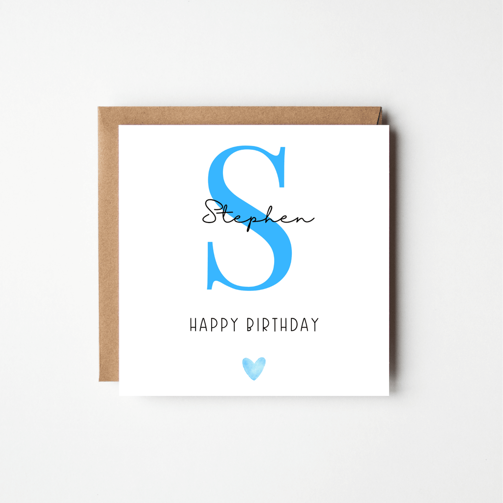Personalised Initial Birthday Card with Heart