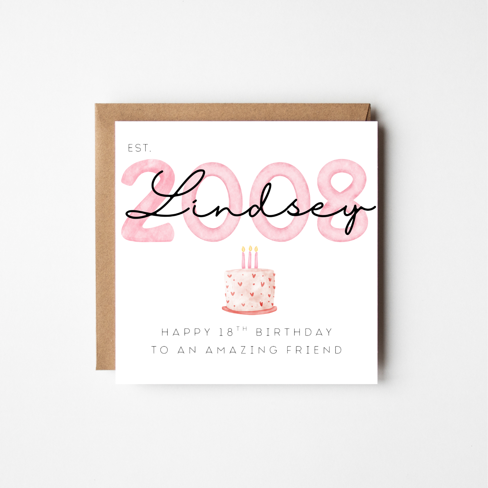 Personalised 'Est.' Milestone Birthday Card | Script Name & Watercolour Illustration