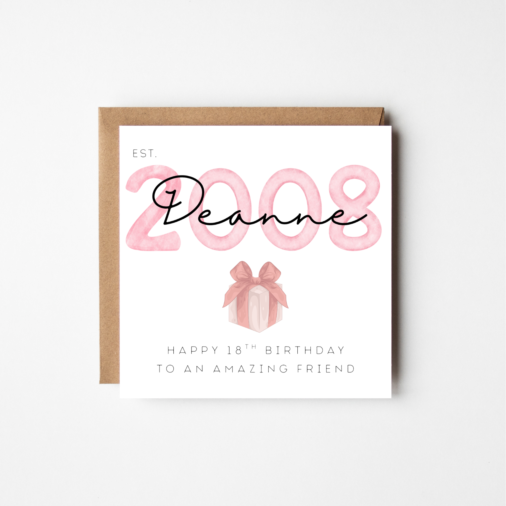 Personalised 'Est.' Milestone Birthday Card | Script Name & Watercolour Illustration