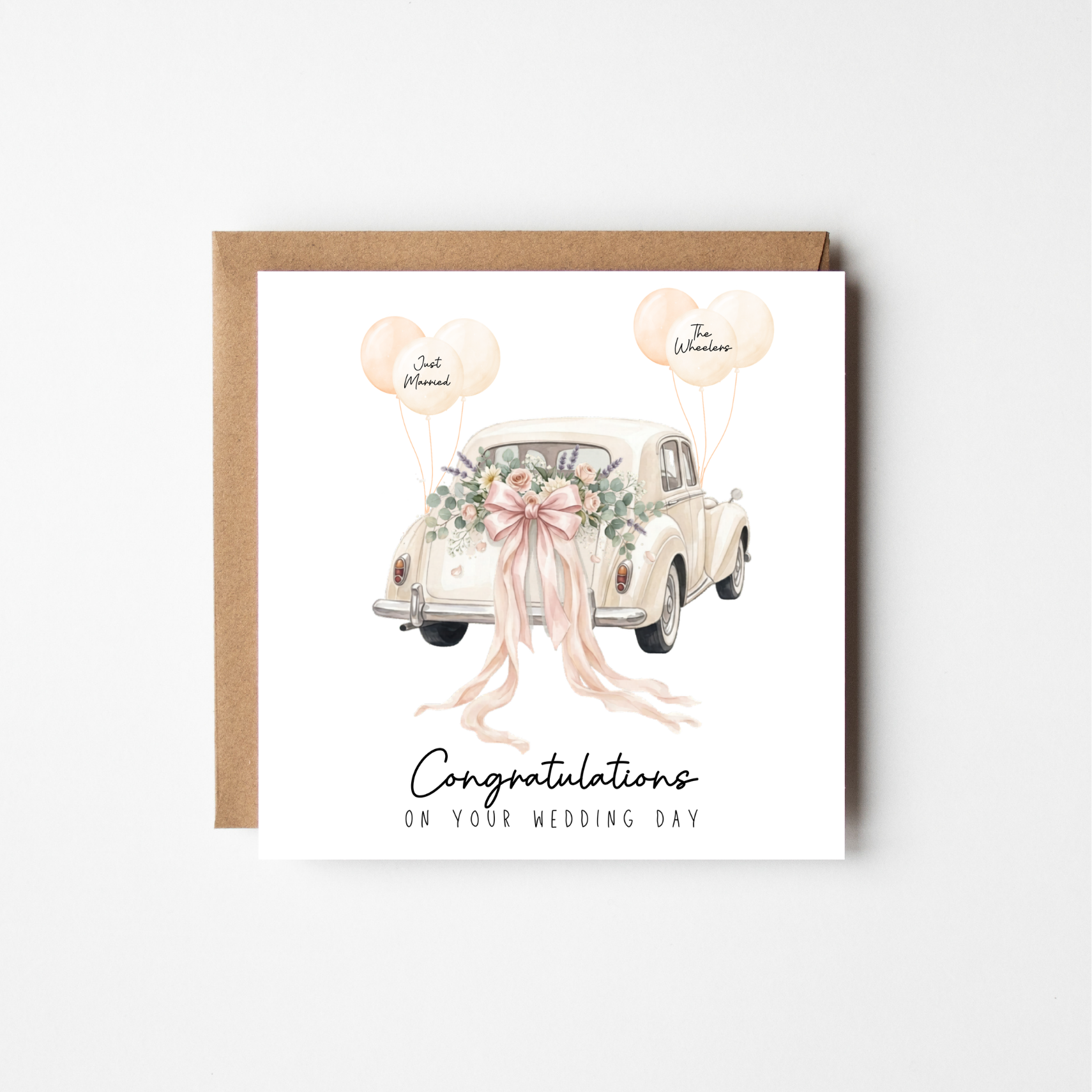 Personalised Just Married Wedding Card