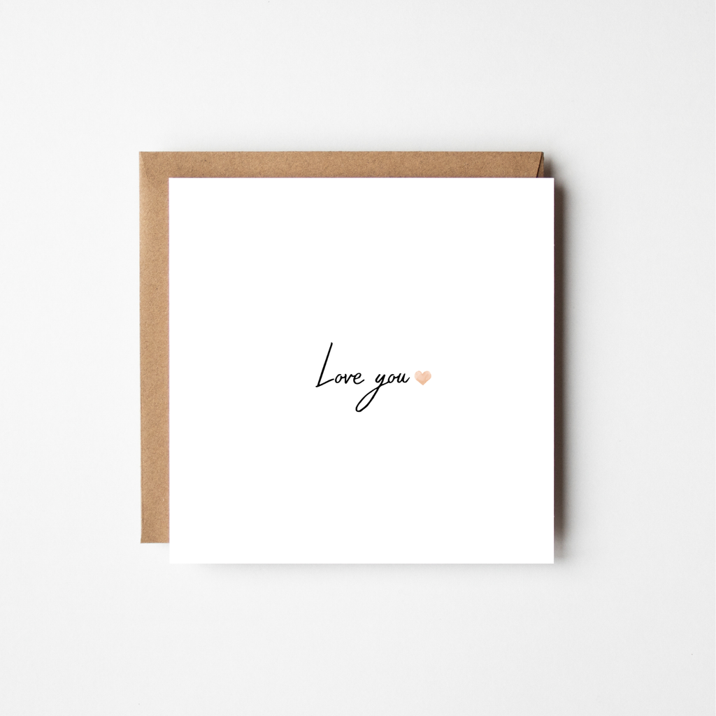Love You Card – Champagne Watercolour Heart