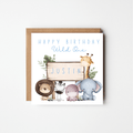 Happy Birthday Wild One 1st Birthday Card – Personalised Safari Animals