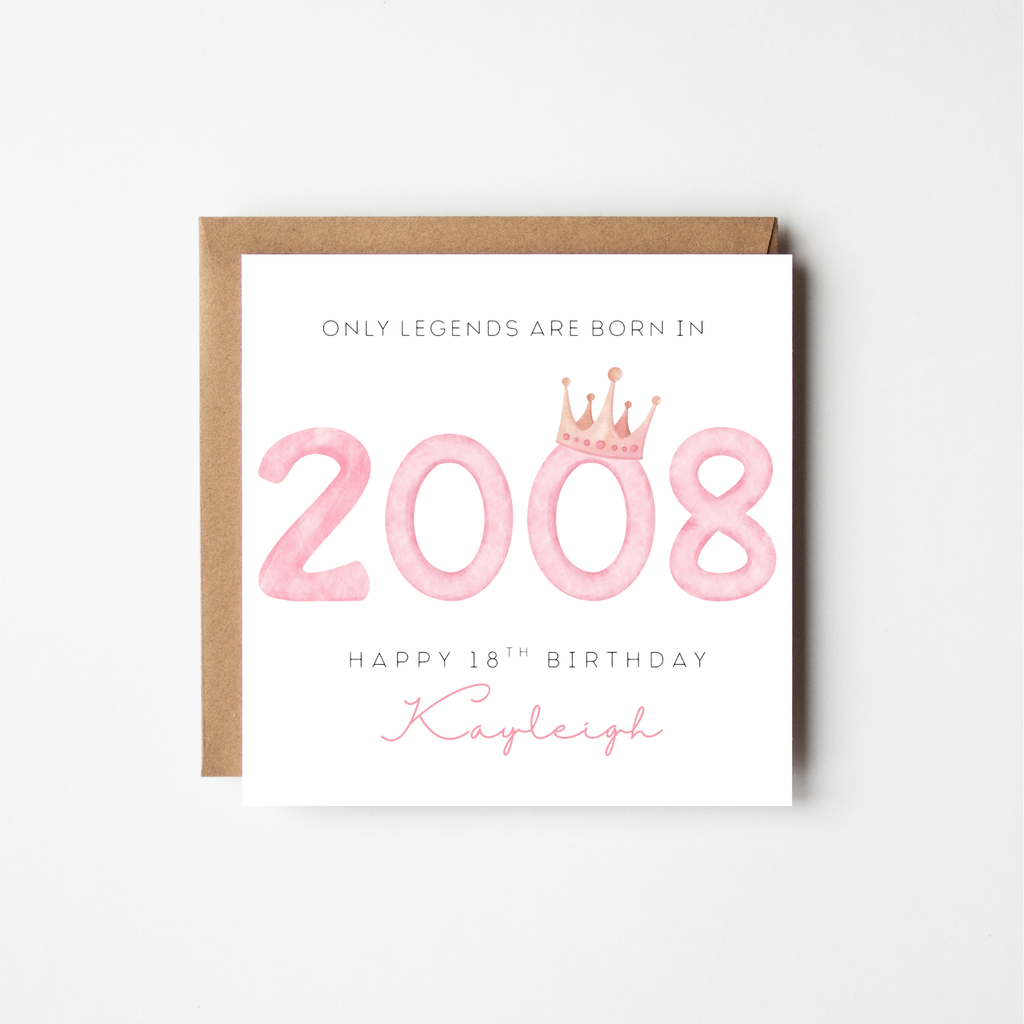 Personalised 'Only Legends Are Born In...' Milestone Birthday Card | Watercolour Year & Crown