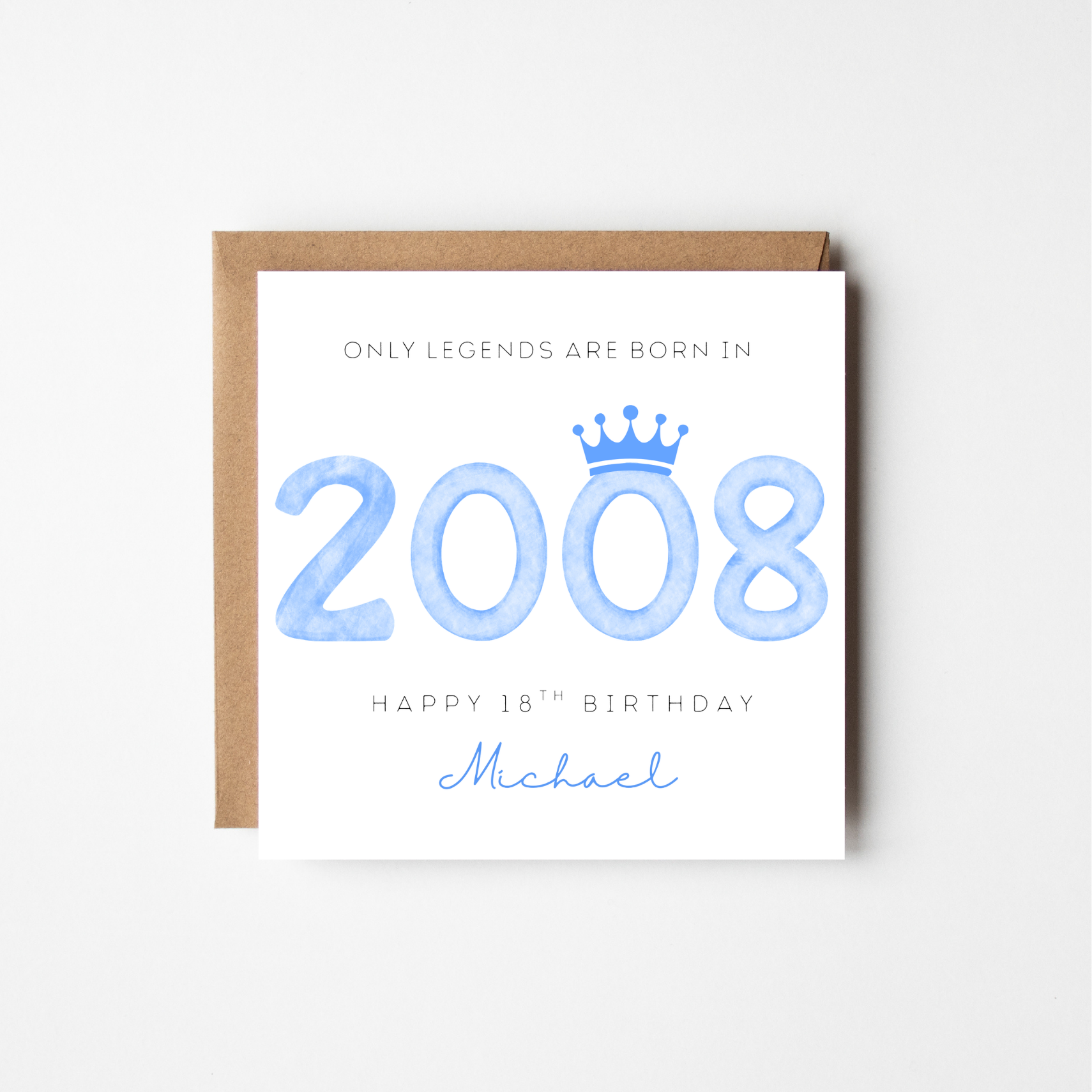 Personalised 'Only Legends Are Born In...' Milestone Birthday Card | Watercolour Year & Crown